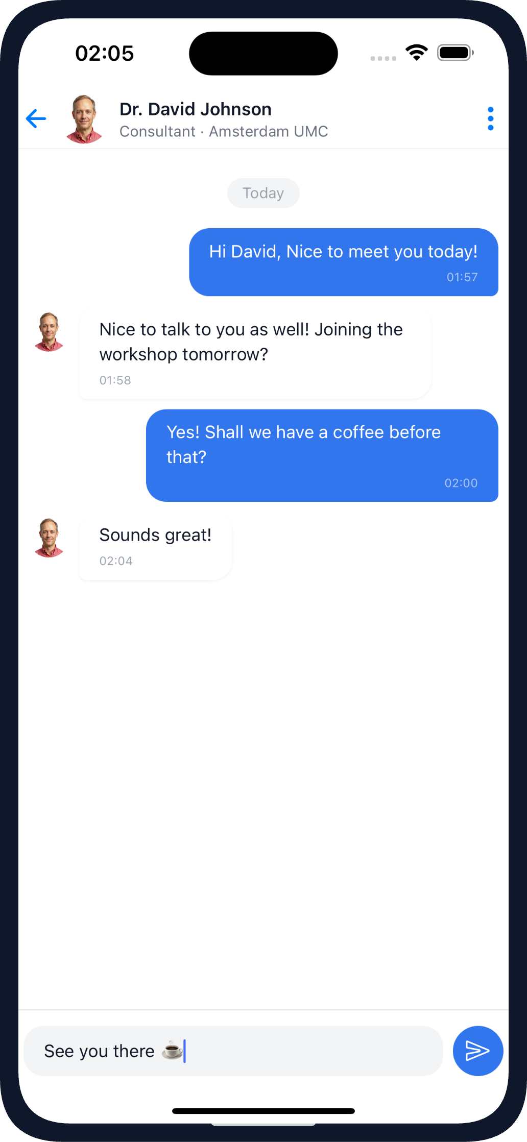 Direct messaging in the Evendoro event app
